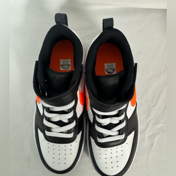 NEW Nike Court Borough Low 2 Kids' Sneakers Shoes, Black/White/Orange, Size 13c - Picture 5 of 6